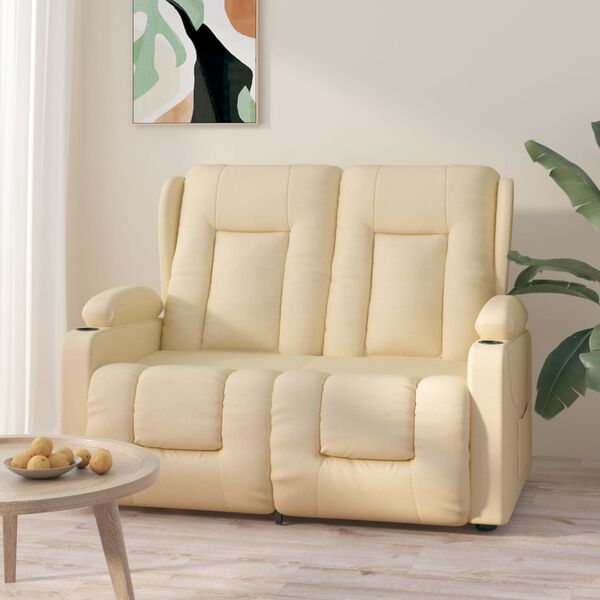 vidaXL 2místné masážní polohovací křeslo držáky nápojů krémové textil