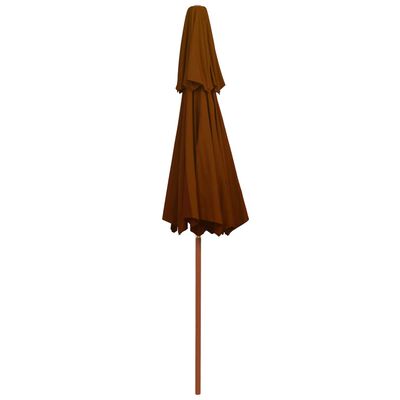 vidaXL Dvoupatrový slunečník s dřevěnou tyčí terakotový 270 cm