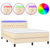 vidaXL Box spring postel s matrac&iacute; a LED kr&eacute;mov&aacute; 140x200 cm textil