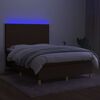 vidaXL Box spring postel s matrac&iacute; a LED tmavě hněd&aacute; 140x200 cm textil