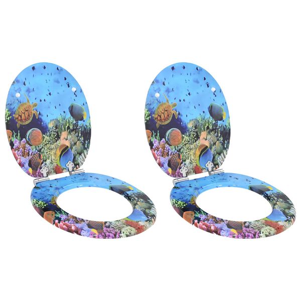 vivdaXL WC sed&aacute;tka s funkc&iacute; pomal&eacute;ho skl&aacute;pěn&iacute; 2 ks MDF podmořsk&yacute; motiv