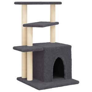 vidaXL &Scaron;krabadlo pro kočky se sisalov&yacute;mi sloupky tmavě &scaron;ed&eacute; 83,5 cm