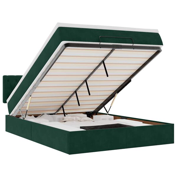 vidaXL Osmansk&yacute; r&aacute;m postele s matrac&iacute; tmavě zelen&aacute; 140x200cm samet