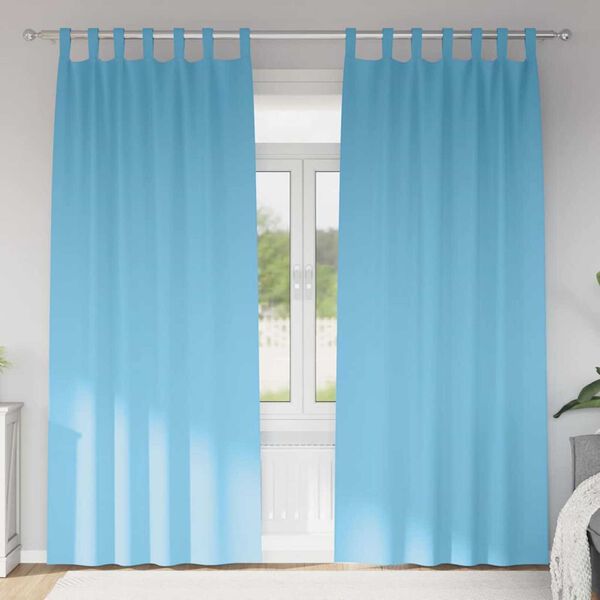vidaXL Z&aacute;věsy na zatemněn&iacute; s kroužky 2 pcs Světle modr&aacute; 260 x 140 cm