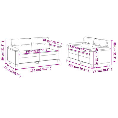 vidaXL 2dílná sedací souprava s poduškami taupe tkanina z mikrovlákna