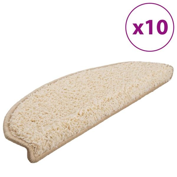 vidaXL Schodov&eacute; rohože 10 ks 65 x 21 x 4 cm kr&eacute;mov&eacute;, půlkulat&eacute;, velk&eacute;