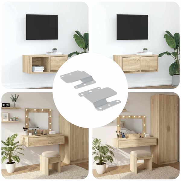 vidaXL Stropn&iacute; drž&aacute;k 2 pcs Stř&iacute;brn&aacute; 75 x 66 x 1,4 mm Ocel