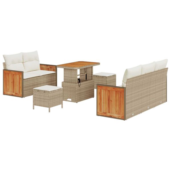 vidaXL Sada zahradn&iacute;ch pohovek s pol&scaron;t&aacute;řem 8 pcs B&eacute;žov&aacute; a kr&eacute;mov&aacute;