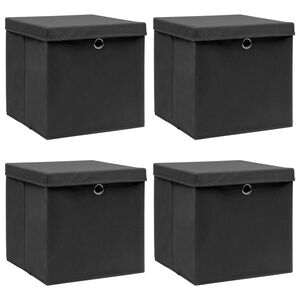 vidaXL &Uacute;ložn&eacute; boxy s v&iacute;ky 4 ks čern&eacute; 32 x 32 x 32 cm textil