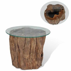 vidaXL Konferenčn&iacute; stolek teak a sklo 50 x 40 cm