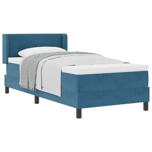 vidaXL Postel s boxspringem s čelo Tmavě modr&aacute; 200 x 90 cm samet