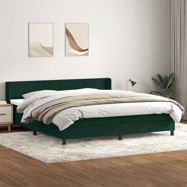 vidaXL Box spring postel s matrac&iacute; tmavě zelen&aacute; 200x210 cm samet