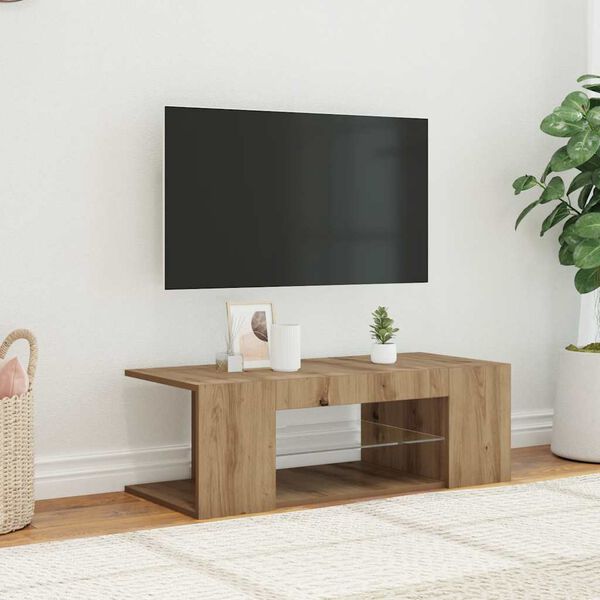 vidaXL TV stolek s LED dub artisan 90 x 39 x 30 cm kompozitn&iacute; dřevo