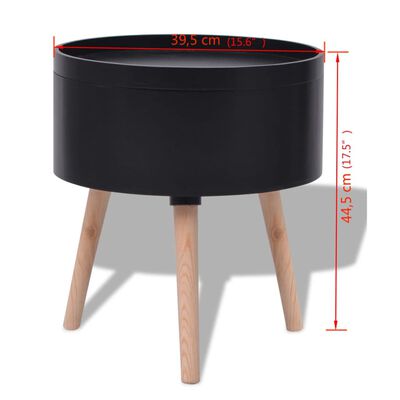 vidaXL Kulatý odkládací stolek se servírovacím tácem 39,5x44,5 cm černý