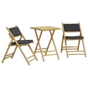 vidaXL 3d&iacute;ln&yacute; skl&aacute;dac&iacute; bistro set s tmavě &scaron;ed&yacute;mi podu&scaron;kami bambus