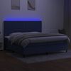 vidaXL Box spring postel s matrac&iacute; a LED modr&aacute; 200x200 cm textil