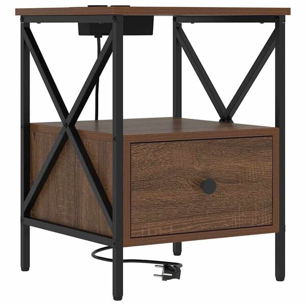 vidaXL Nočn&iacute; skř&iacute;ňka Hněd&yacute; dub 41,5 x 40,5 x 55 cm kompozitn&iacute; dřevo