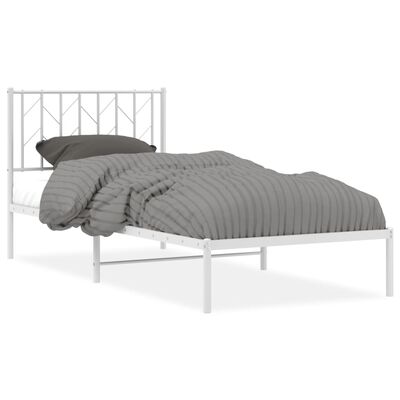 vidaXL Kovový rám postele s čelem bílý 90 x 190 cm