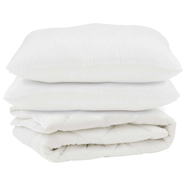 vidaXL Přikr&yacute;vka s pol&scaron;t&aacute;řem 3 pcs B&iacute;l&aacute; Mikrovl&aacute;kno