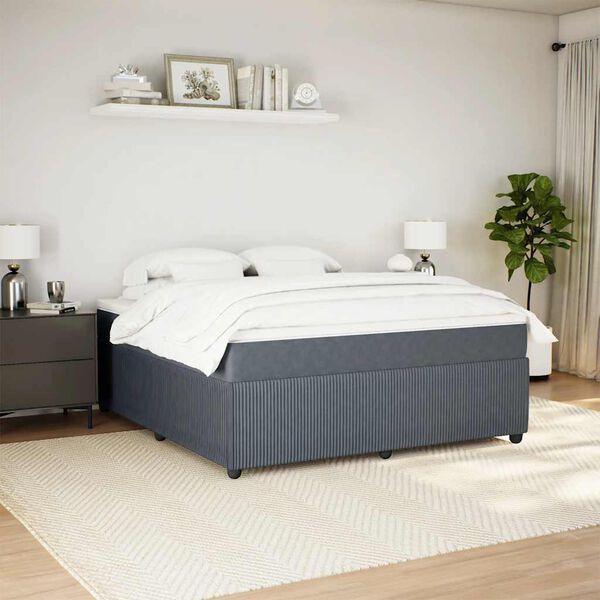vidaXL Box spring postel s matrac&iacute; tmavě &scaron;ed&aacute; 180x200 cm samet