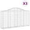 vidaXL Klenut&eacute; gabionov&eacute; ko&scaron;e 3 ks 200x30x100/120cm pozinkovan&eacute; železo
