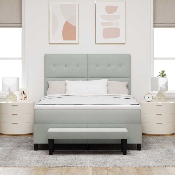 vidaXL Postel s boxspringem s matrac&iacute; Světle &scaron;ed&aacute; 140 x 190 cm samet