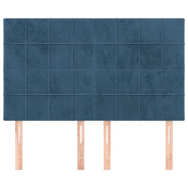 vidaXL Čelo postele tmavě modr&eacute; 144x5x118/128 cm sametov&eacute;