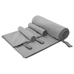 vidaXL Sada sportovn&iacute;ch ručn&iacute;ků 3 ks Tmavě &scaron;ed&aacute; 210 x 100 cm