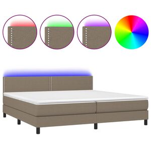vidaXL Box spring postel s matrac&iacute; a LED taupe 200x200 cm textil