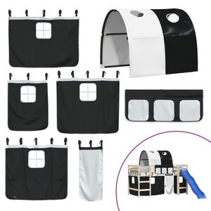 vidaXL Z&aacute;věsy na patrovou postel s tunelem b&iacute;l&eacute; a čern&eacute; polyester