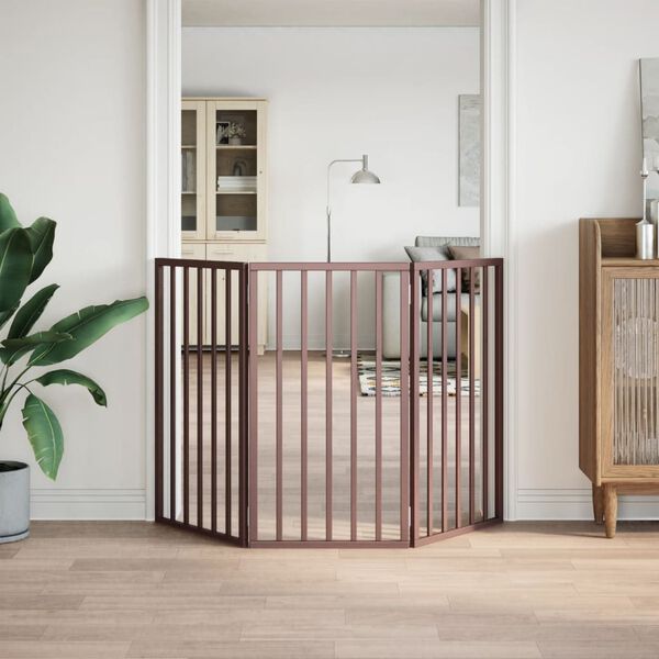 vidaXL Z&aacute;brana pro psy skl&aacute;dac&iacute; 3 panely hněd&aacute; 150 cm topolov&eacute; dřevo