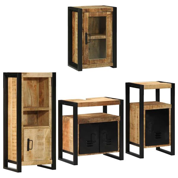 vidaXL Sada koupelnov&eacute;ho n&aacute;bytku 4 pcs Hněd&aacute; Masivn&iacute; mango dřevo