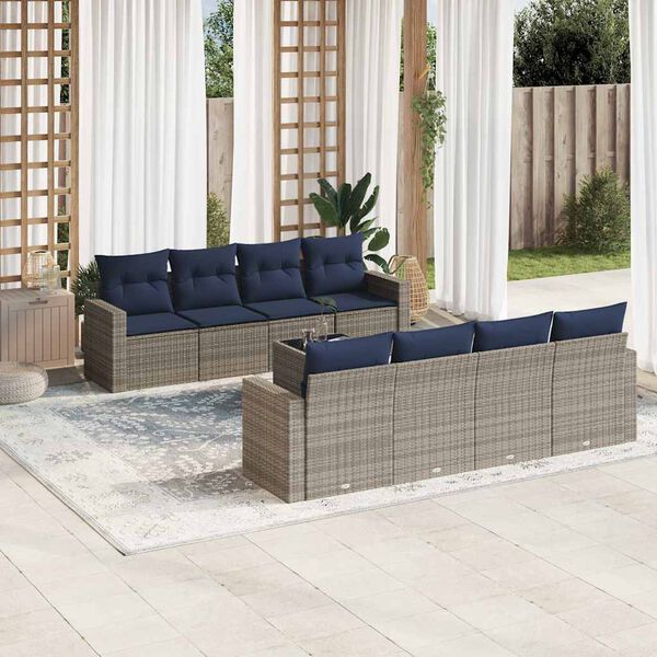 vidaXL 9d&iacute;ln&aacute; zahradn&iacute; sedac&iacute; souprava s podu&scaron;kami &scaron;ed&aacute; polyratan