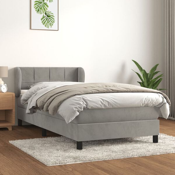 vidaXL Box spring postel s matrac&iacute; světle &scaron;ed&aacute; 80 x 200 cm samet
