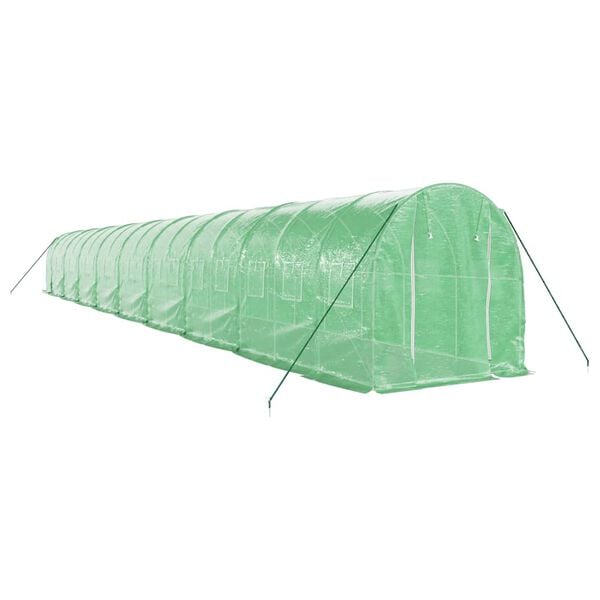 vidaXL Sklen&iacute;k s ocelov&yacute;m r&aacute;mem zelen&yacute; 36 m&sup2; 18 x 2 x 2 m