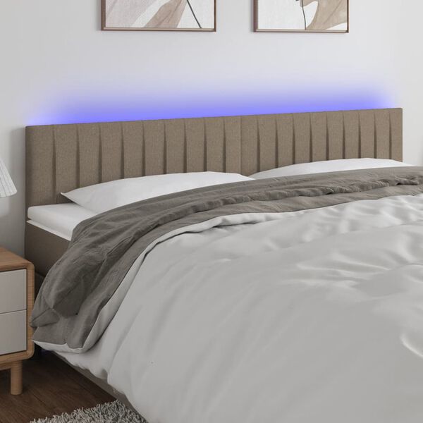 vidaXL Čelo postele s LED taupe 180x5x78/88 cm textil