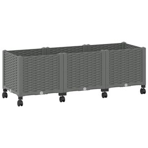 vidaXL Zahradn&iacute; truhl&iacute;k s kolečky Světle &scaron;ed&aacute; 120 x 40 x 48 cm PP