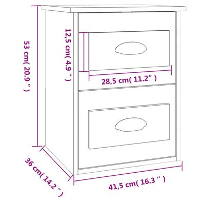 vidaXL Nástěnný noční stolek bílý s vysokým leskem 41,5 x 36 x 53 cm