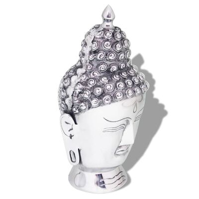vidaXL Hlava Buddhy, dekorace hliníková stříbrná