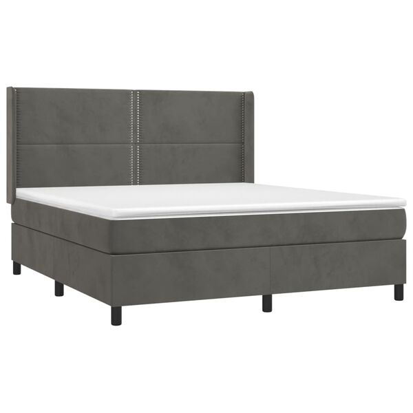 vidaXL Box spring postel s matrac&iacute; tmavě &scaron;ed&aacute; 160x200 cm samet