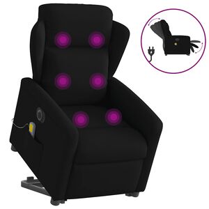 vidaXL Elektrick&eacute; zvedac&iacute; mas&aacute;žn&iacute; polohovac&iacute; křeslo čern&eacute; textil