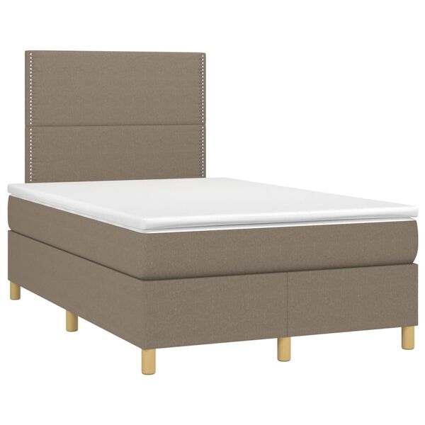 vidaXL Box spring postel s matrac&iacute; a LED taupe 120 x 200 cm textil