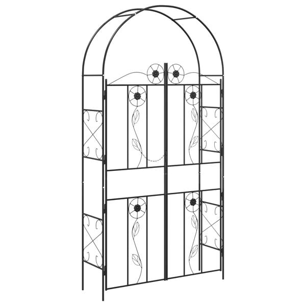 vidaXL Zahradn&iacute; oblouk Jednobarevn&yacute; Čern&aacute; 115 x 37 x 226 cm