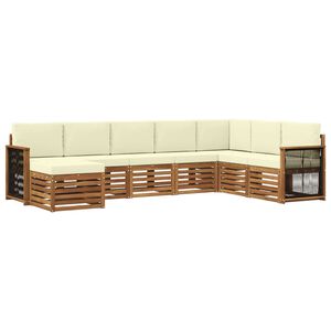 vidaXL Venkovn&iacute; pohovkov&aacute; souprava 6 pcs Přirozen&aacute; a Kr&eacute;mov&aacute;