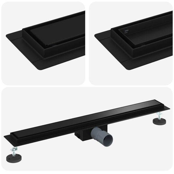 vidaXL 2 v 1 sprchov&yacute; odtok Čern&aacute; 80 cm Nerezov&aacute; ocel 304