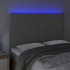 vidaXL Čelo postele s LED &scaron;ed&eacute; 144x5x118/128 cm uměl&aacute; kůže