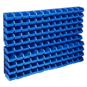 vidaXL 128d&iacute;ln&aacute; sada skladovac&iacute;ch z&aacute;sobn&iacute;ků n&aacute;stěnn&eacute; panely modročern&aacute;