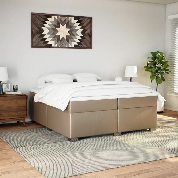 vidaXL Box spring postel s matrac&iacute; cappuccino 200 x 200 cm uměl&aacute; kůže