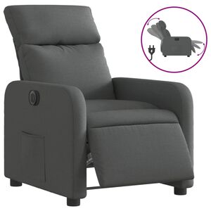 vidaXL Elektrick&eacute; polohovac&iacute; křeslo tmavě &scaron;ed&eacute; textil