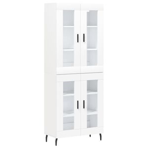 vidaXL Skř&iacute;ň highboard b&iacute;l&aacute; 69,5 x 34 x 180 cm kompozitn&iacute; dřevo